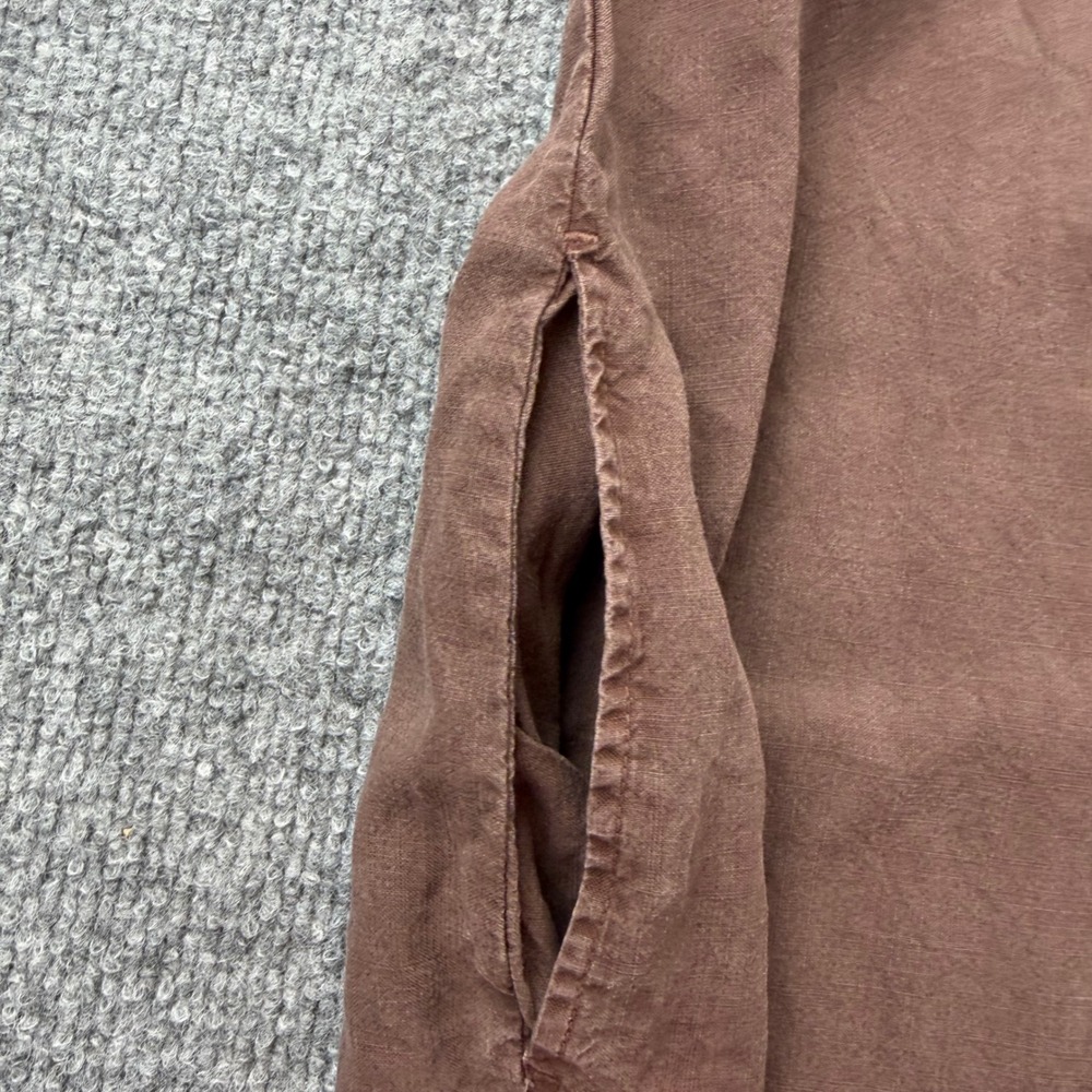 CLOTH & STONE L Long Sleeve Maxi Shirtdress Tensel Brown raw hem Vacation Boho - Picture 7 of 12